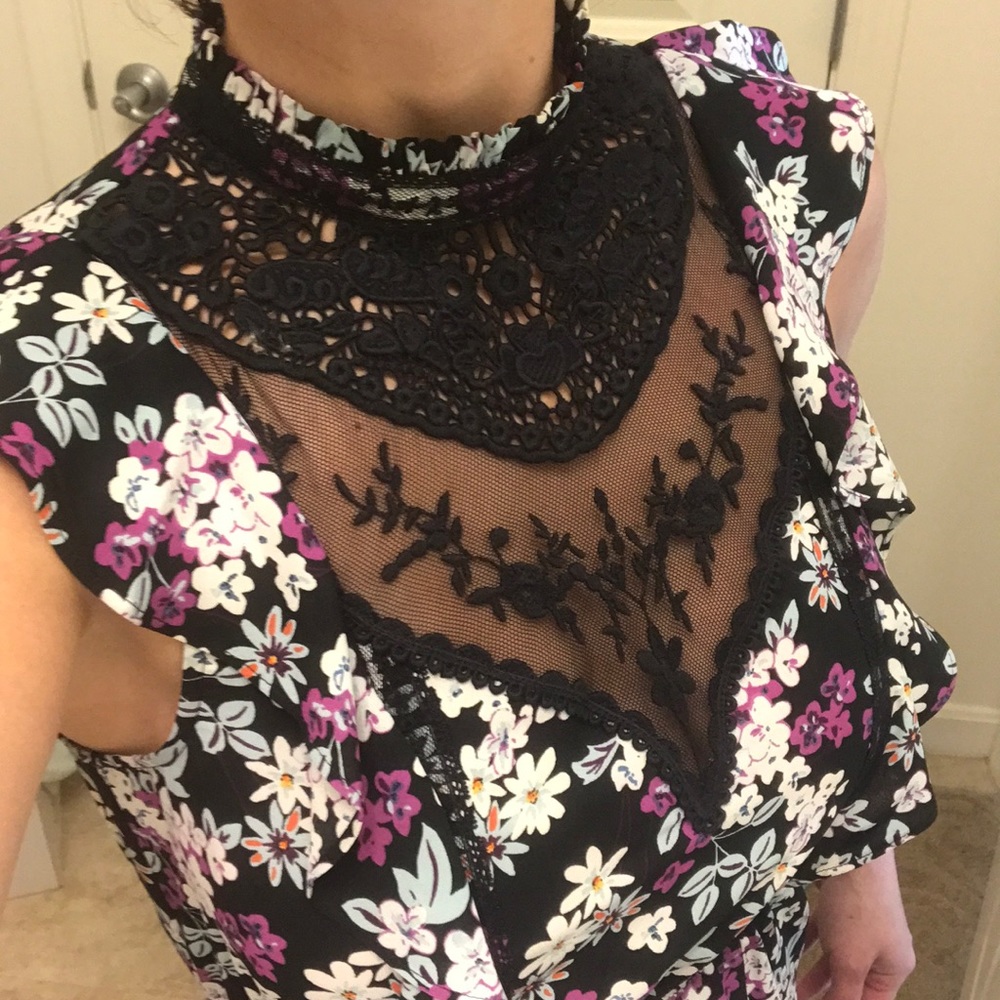 NWT Express floral XS high neck lace dress